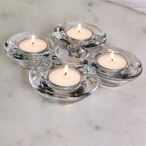 Vintage 1990’s Glass Tealight Holder 5 Cup Clear Candle Centerpiece Modern Decor